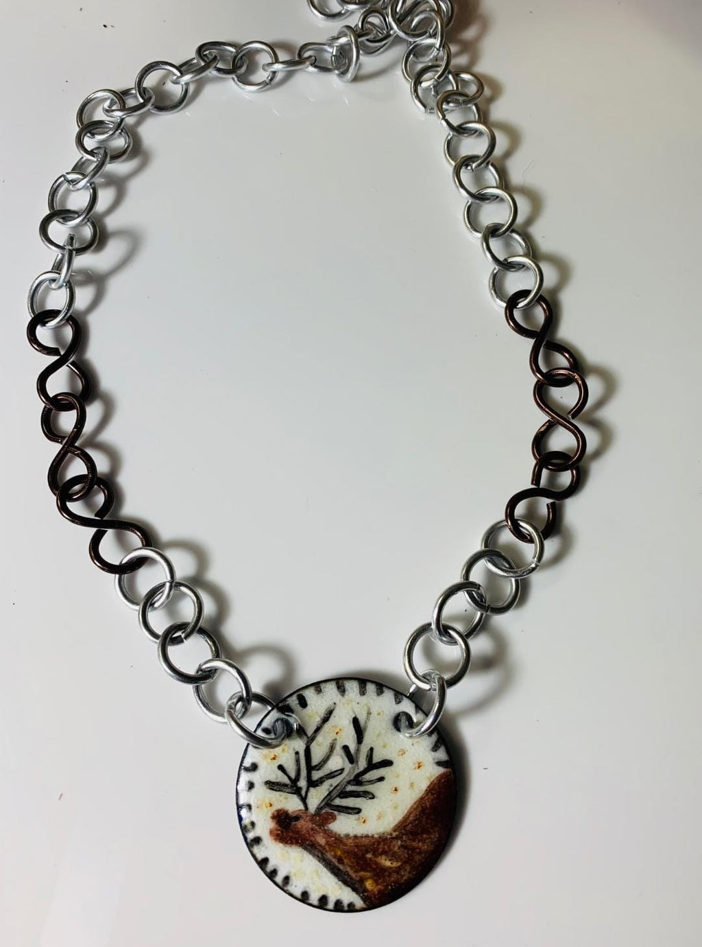 Elk1 necklace with tree pendant