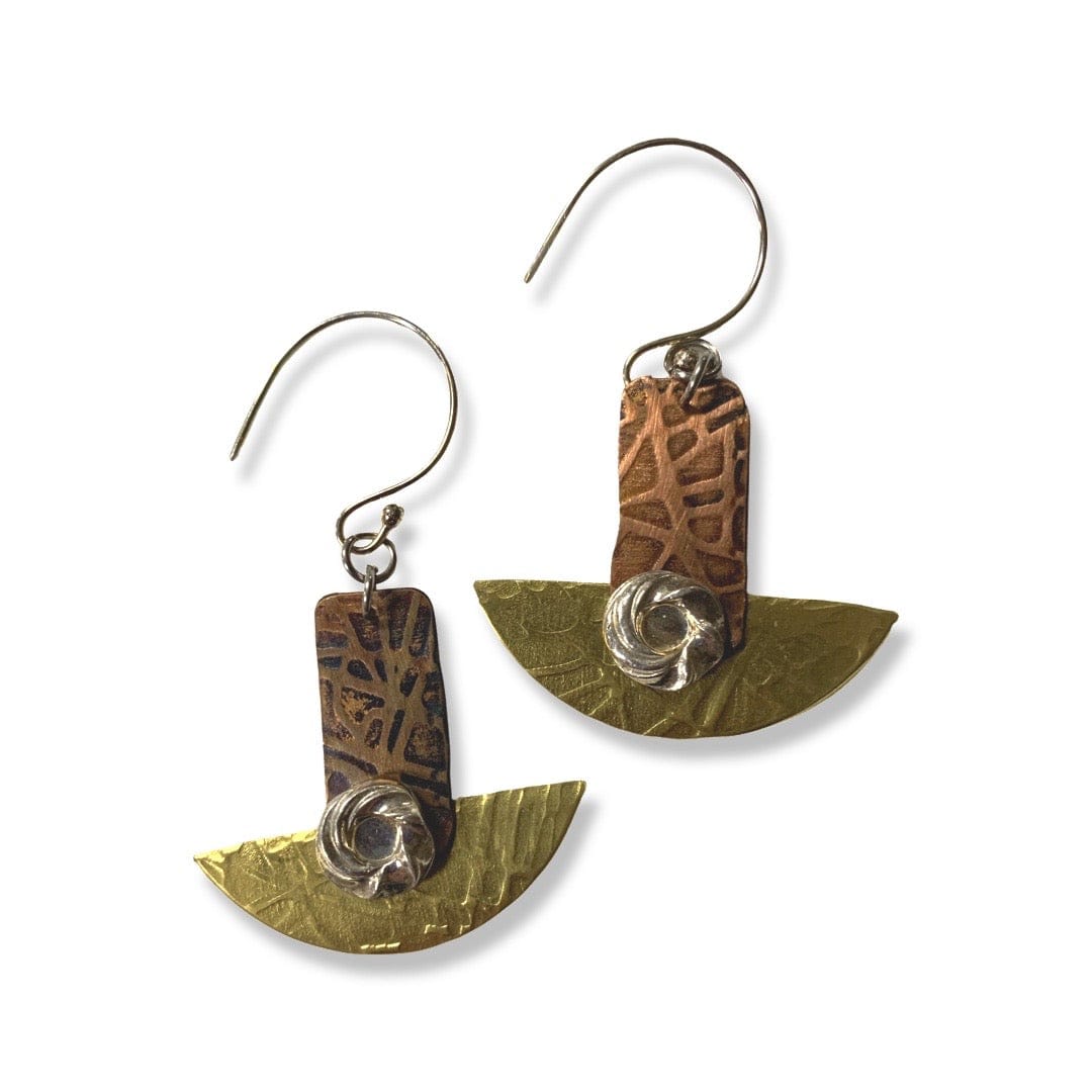 Artisan earrings with brass and etched copper (F29FF4B5-D2EF)