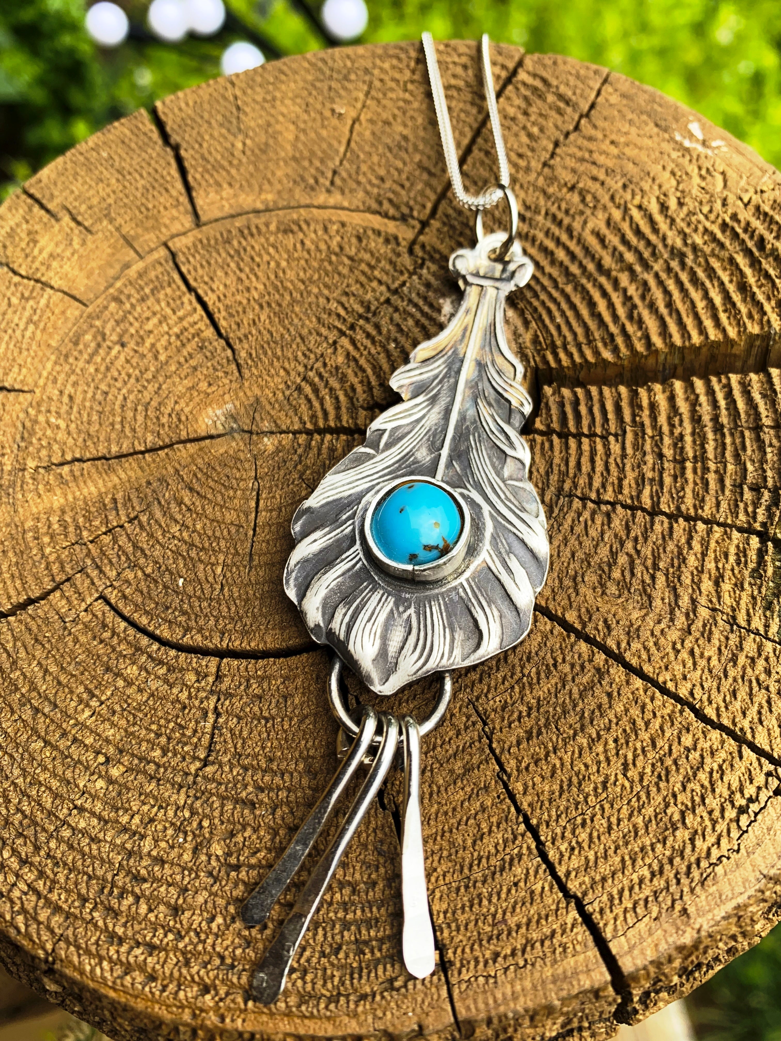 'Feather of Hope' Turquoise Silver Feather