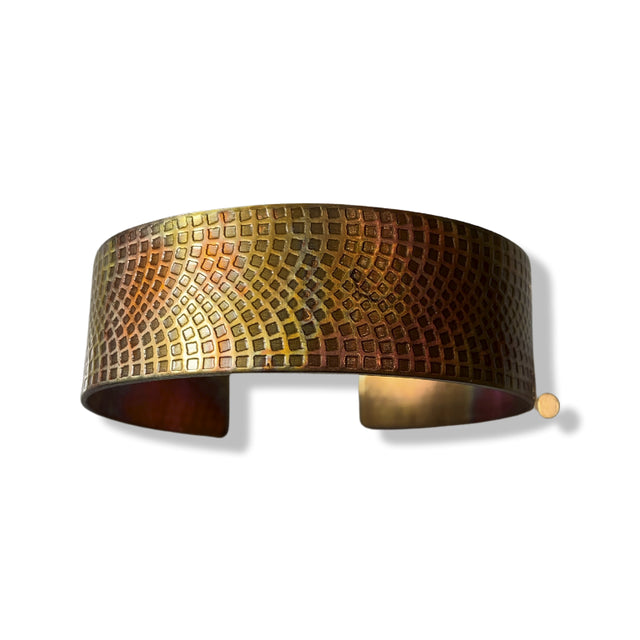 Flame Painted Wavy Lines Copper Wellness Cuff