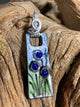 'Three Flowers' Enamel Pendant in blues and greens