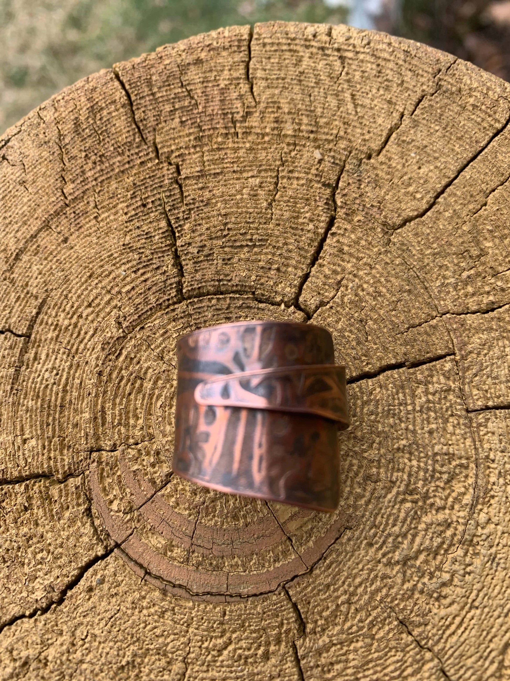 “Earthen Flow” — Handcrafted Copper Wrap Ring (Size 9)