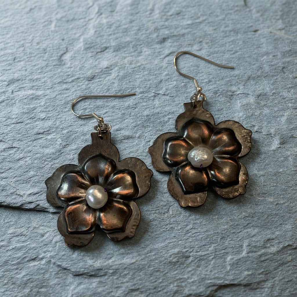 “Flowers for You” – Copper & Pearl Wellness Earrings