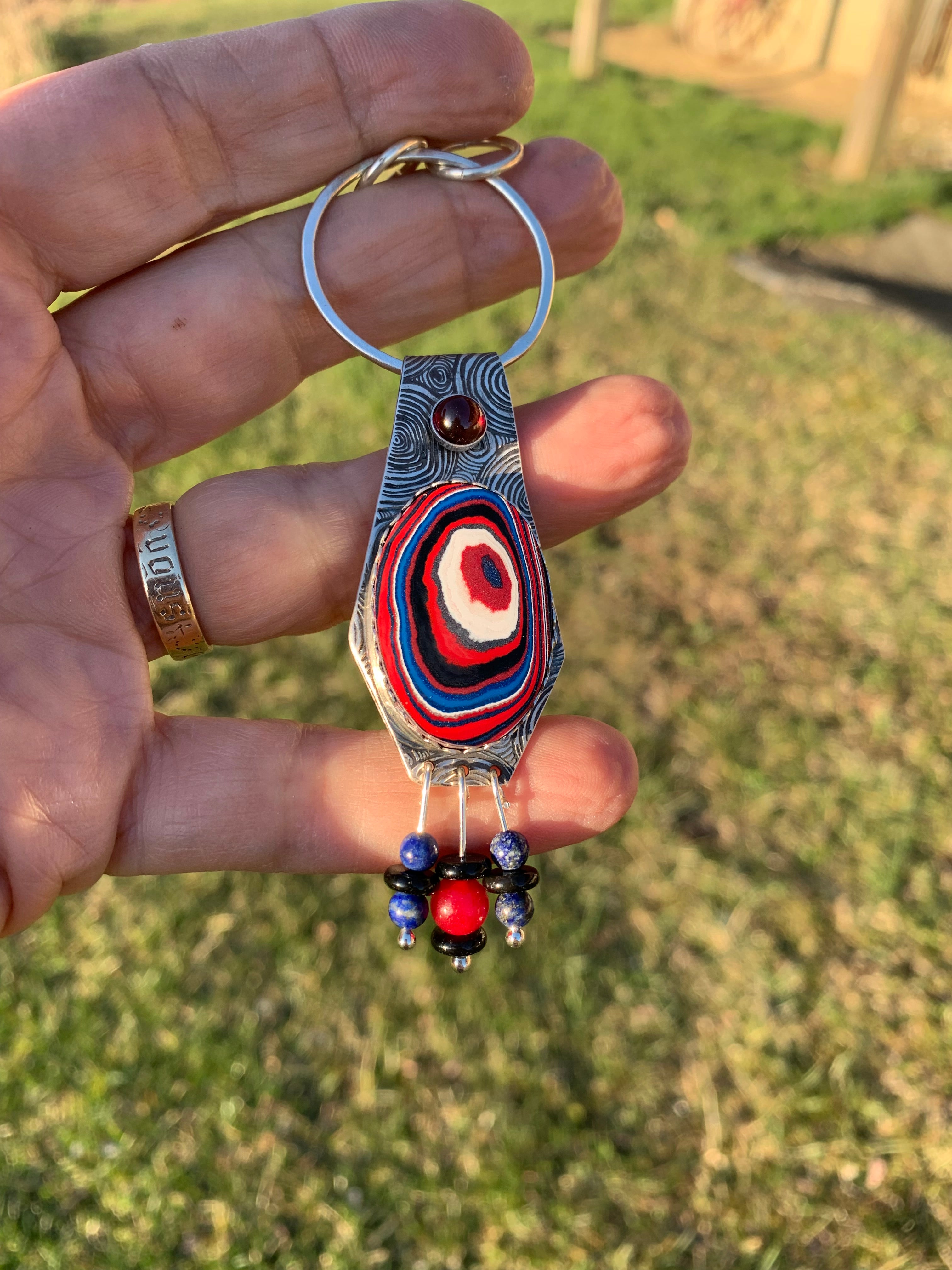 'History Saved' Fordite Silver Pendant