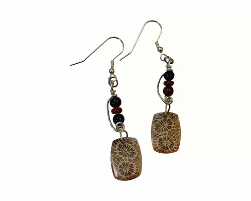 'Ancient Bloom' Fossil Coral and  Silver One-of-a-Kind Earrings