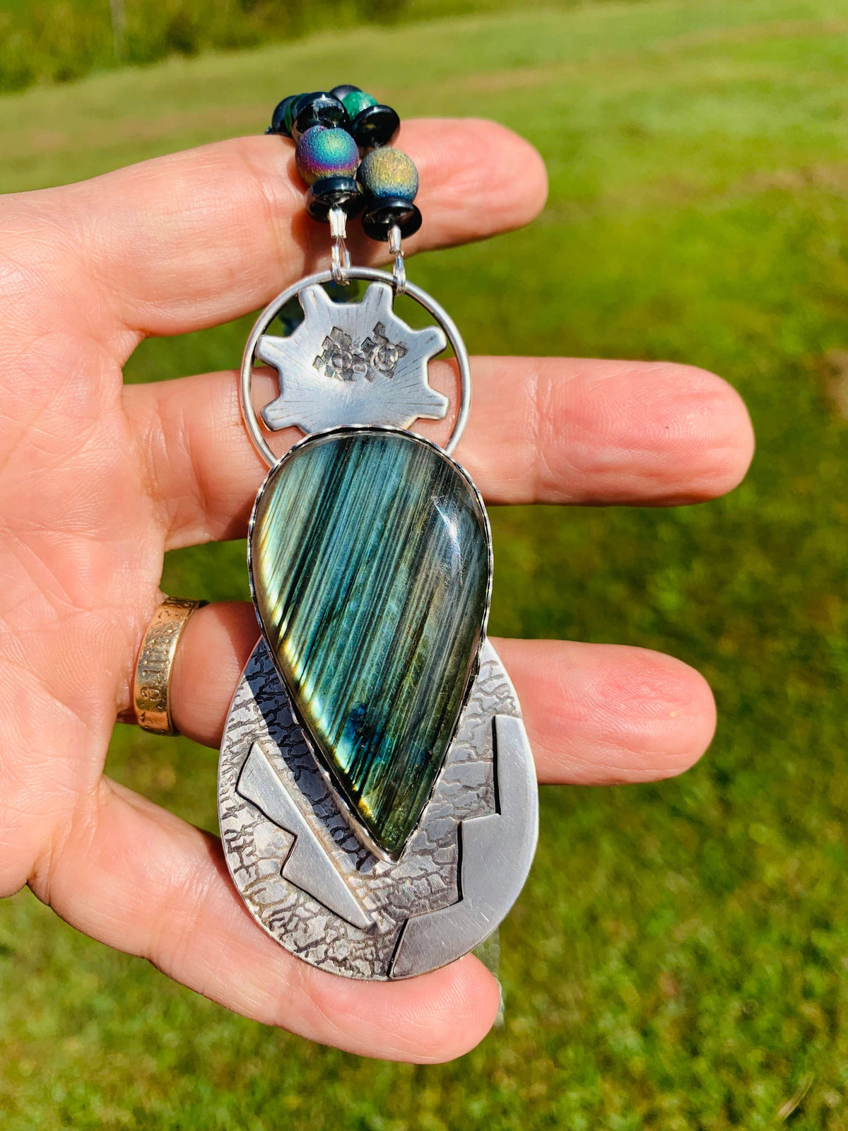 Goddess of Light pendant necklace with labradorite gemstone