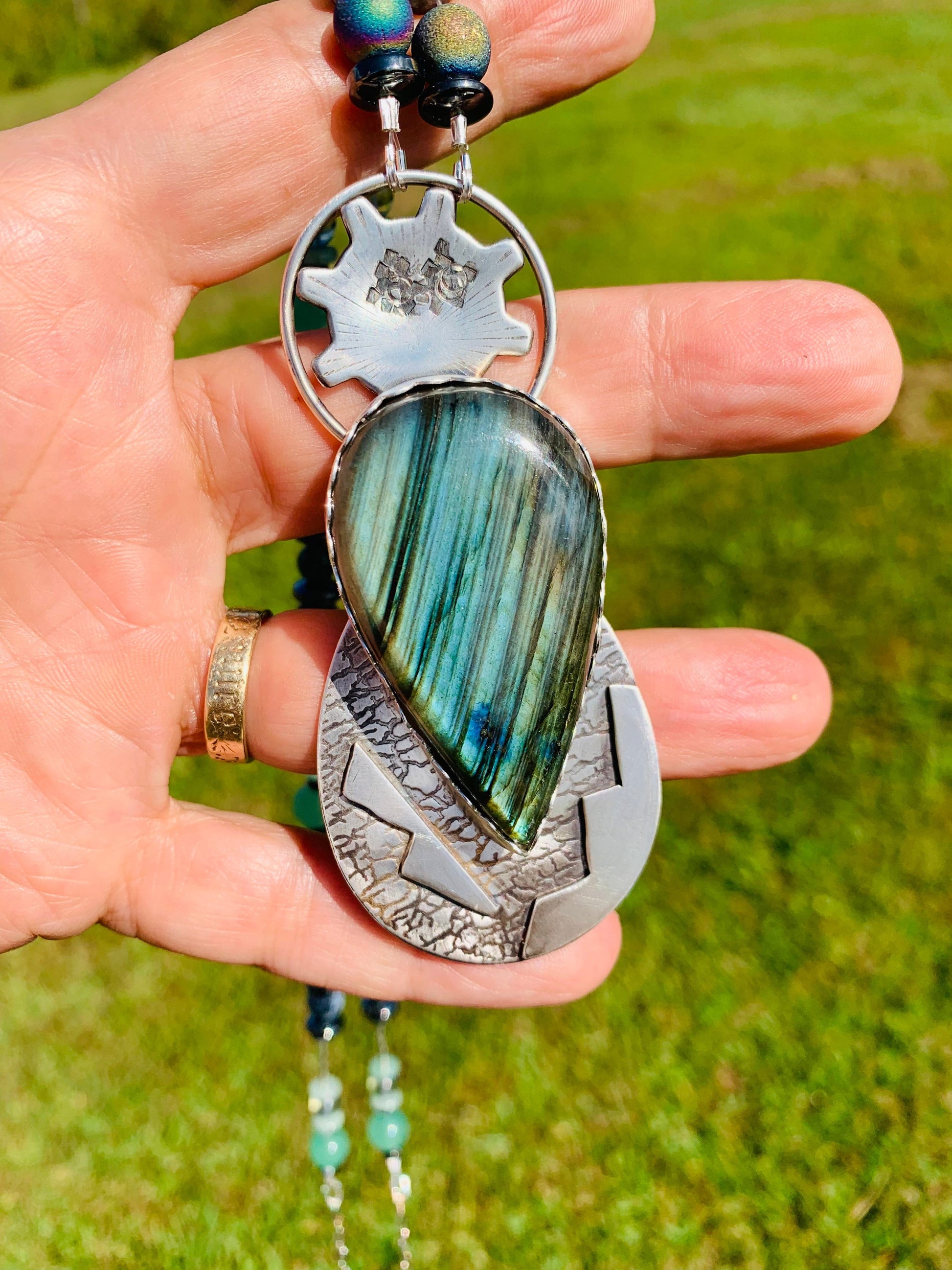 Goddess Of Light pendant necklace with labradorite gemstone.