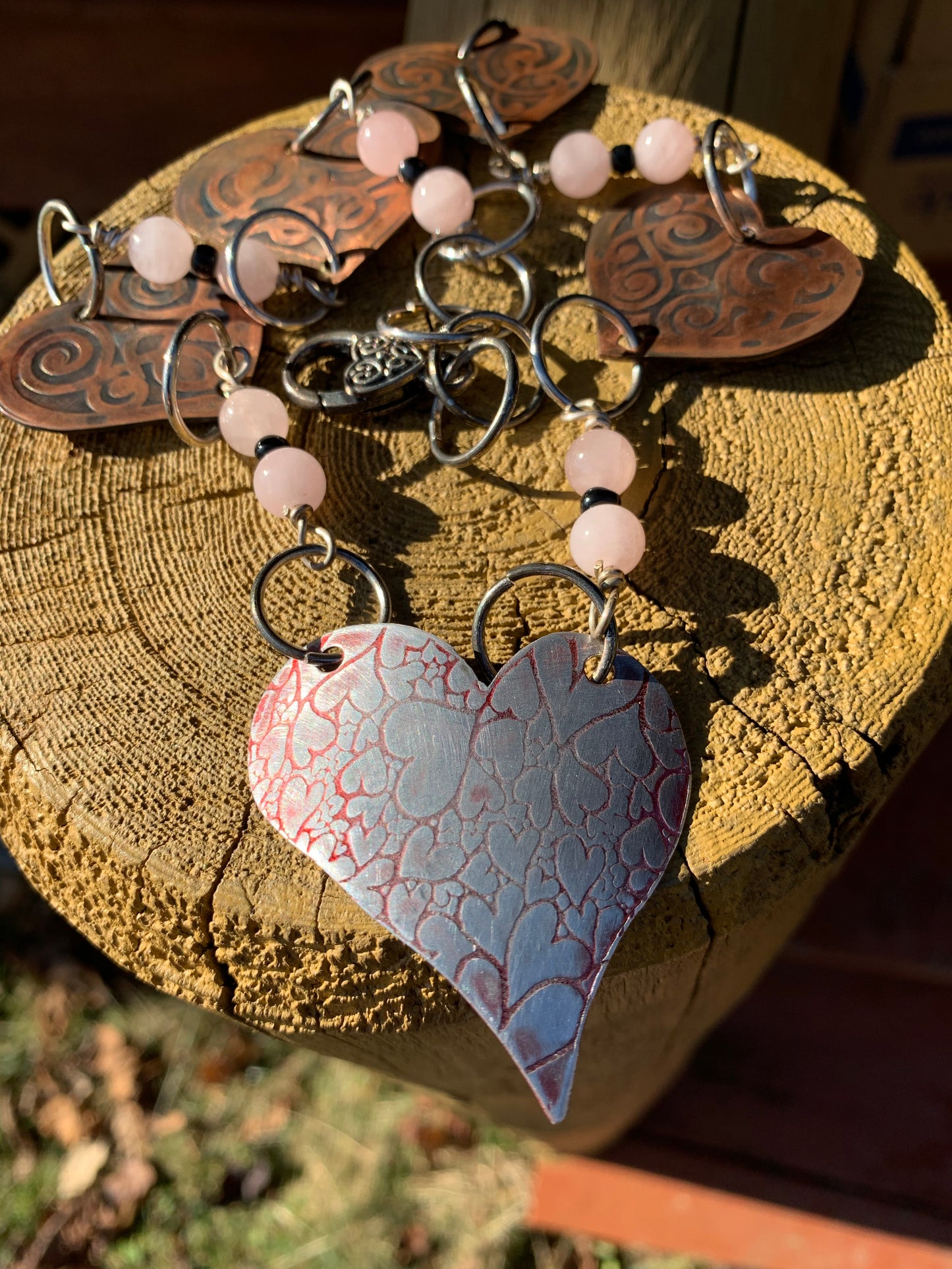 Hearts and More Hearts Copper and Aluminum Necklace