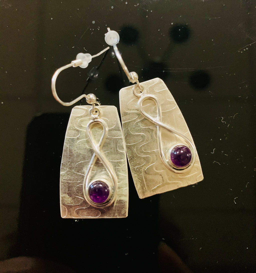 Amethyst Infinity Silver Earrings