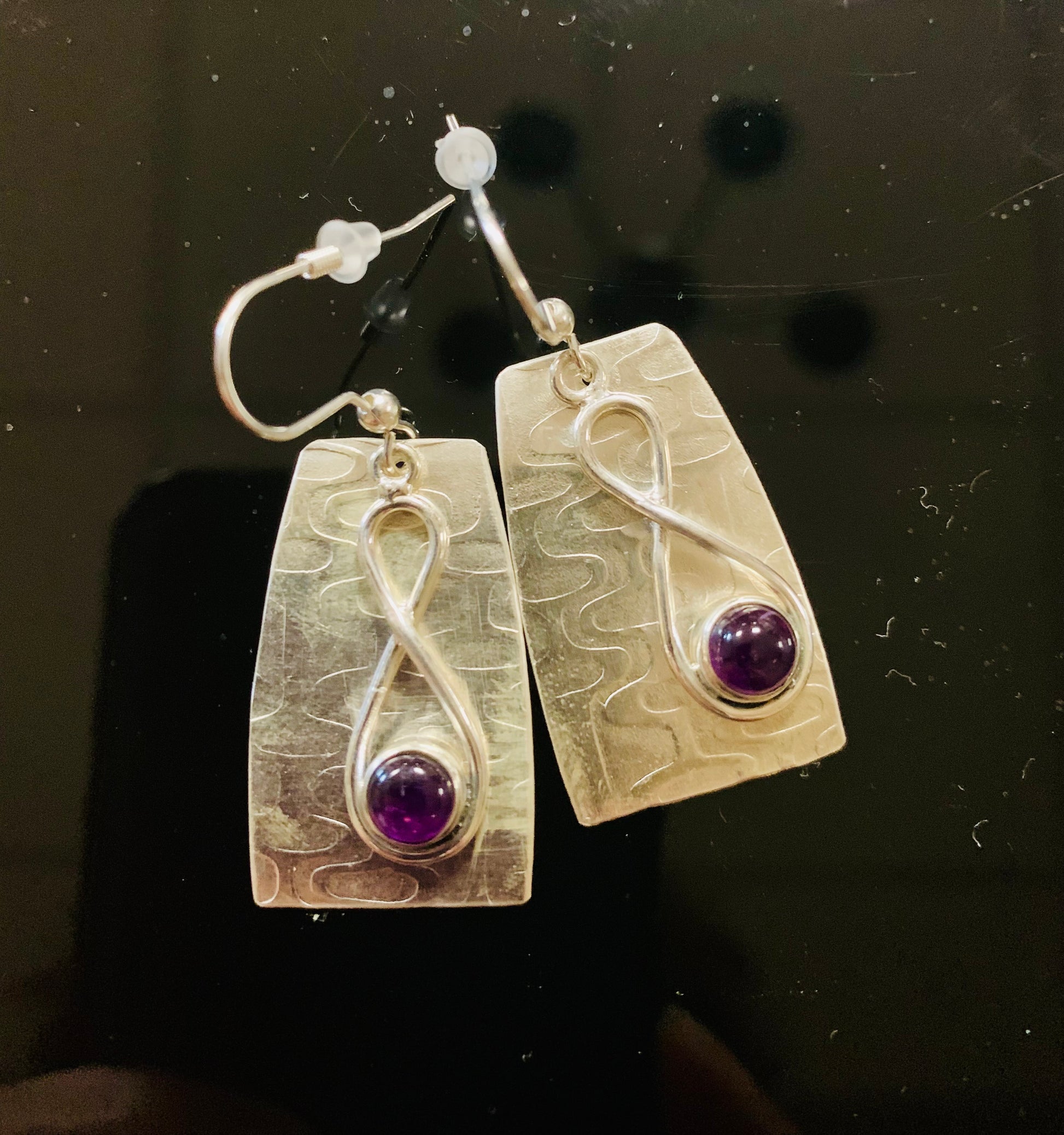 Amethyst Infinity Silver Earrings