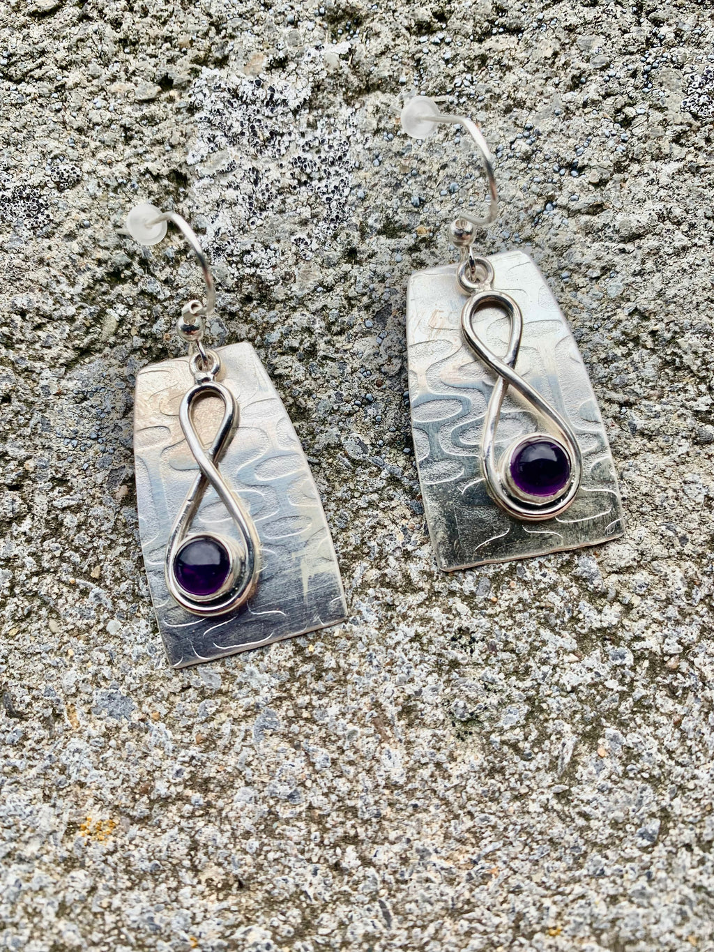 Amethyst Infinity Silver Earrings