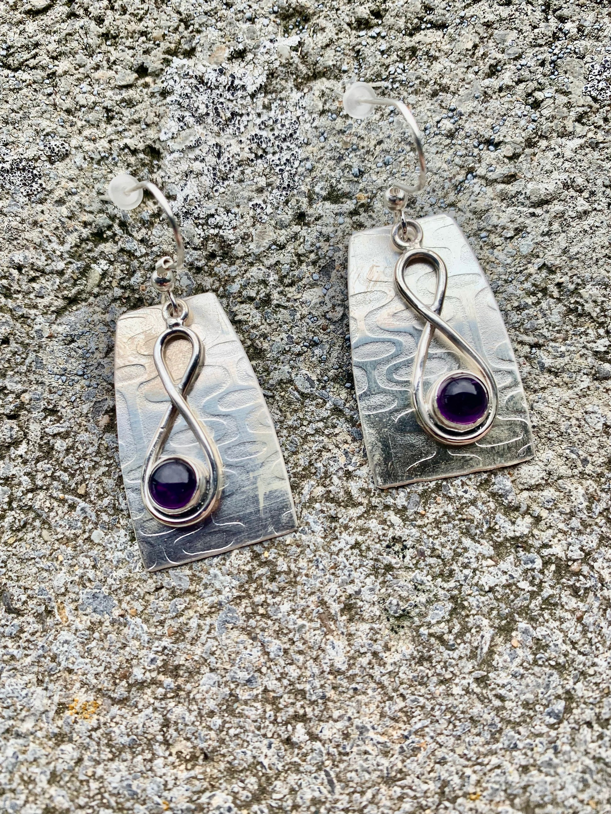Amethyst Infinity Silver Earrings