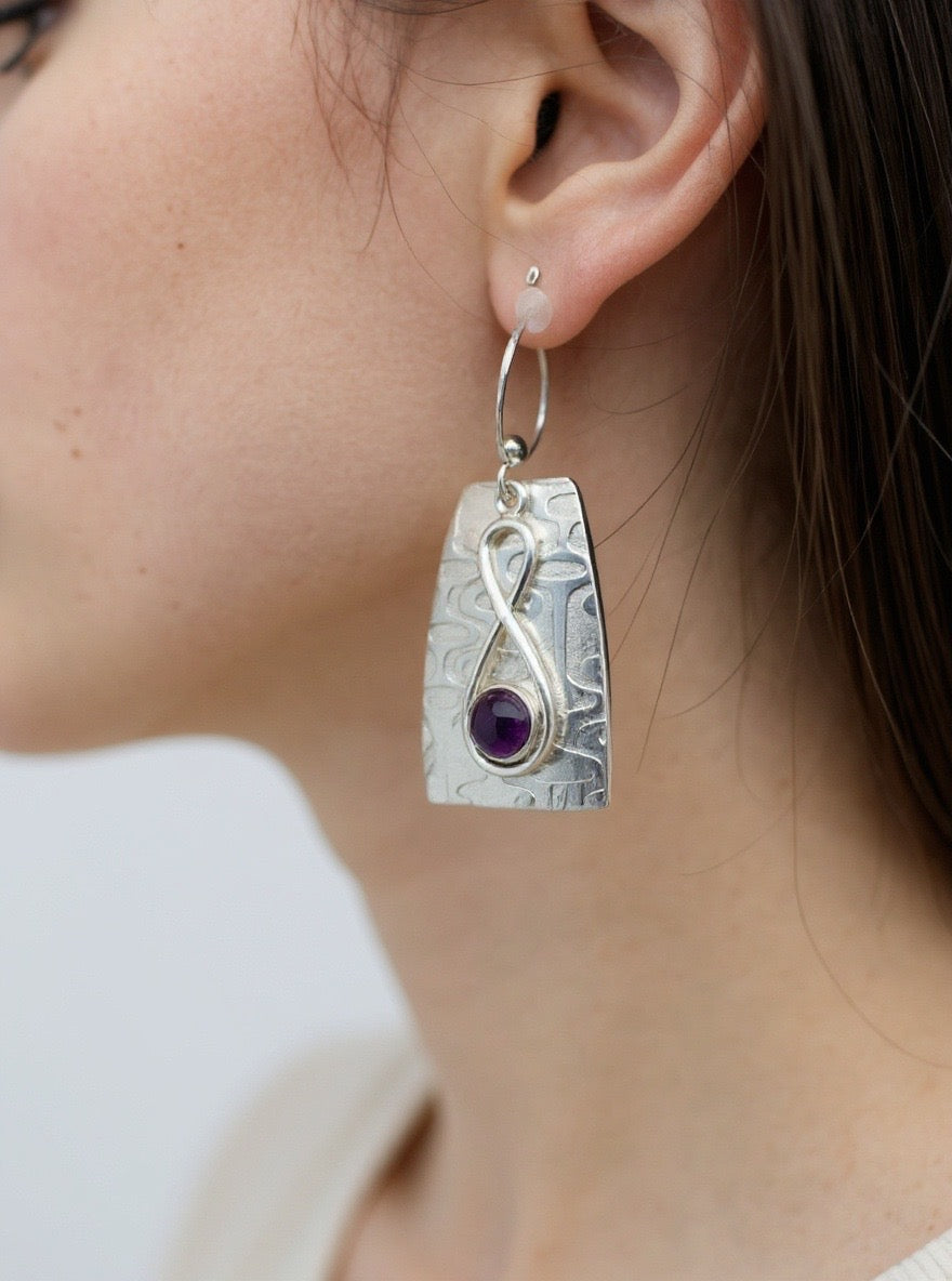 Amethyst Infinity Silver Earrings