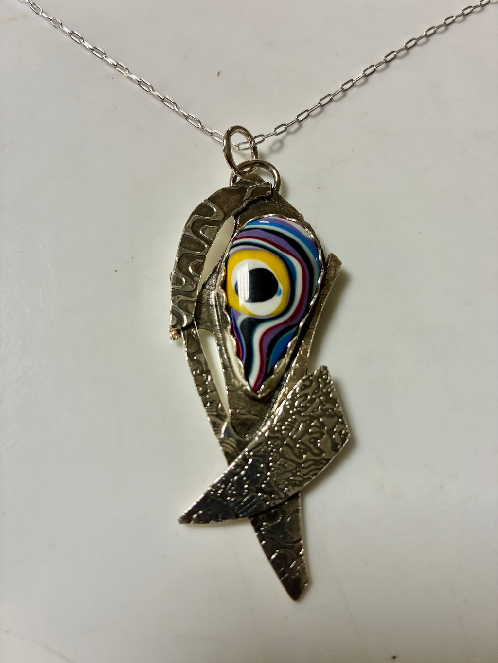 'Inner Vision' Fordite Silver Art Jewelry Pendant