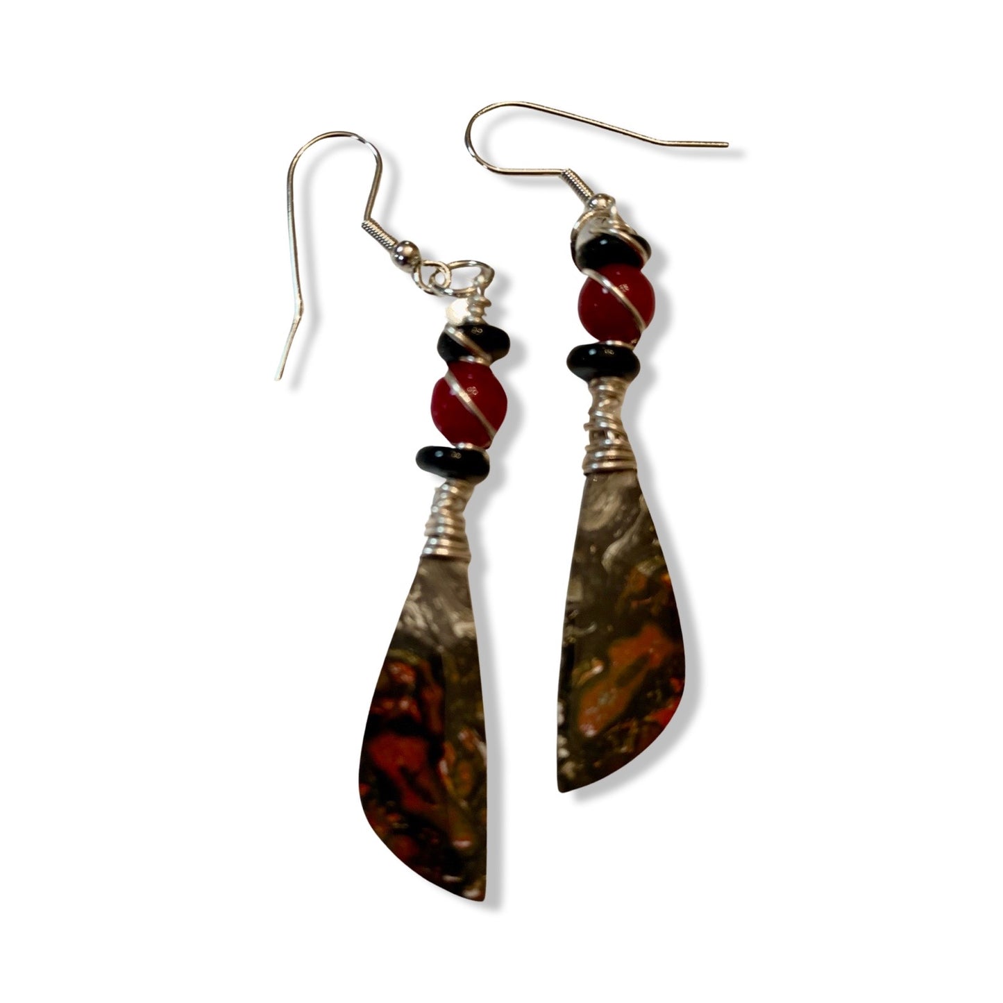 W- Jasper Matching Cut Stone Earrings in Fine Silver