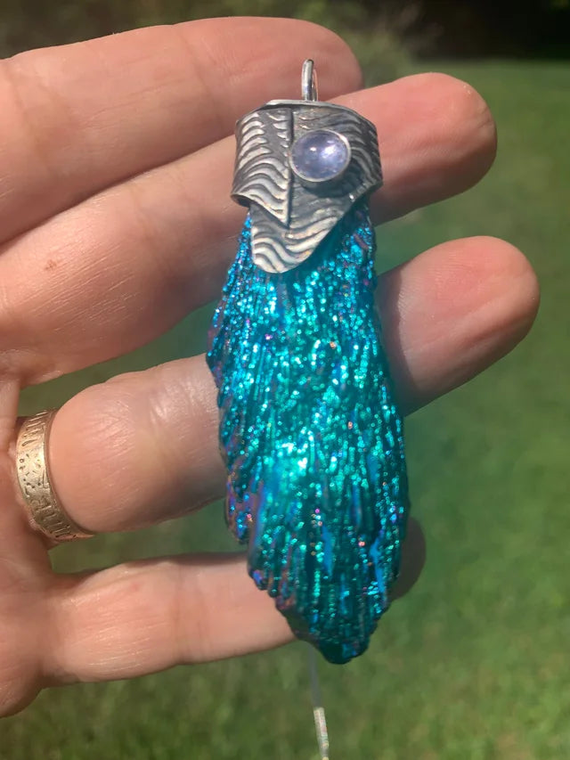 'Shimmering Water' Kyanite Silver Pendant