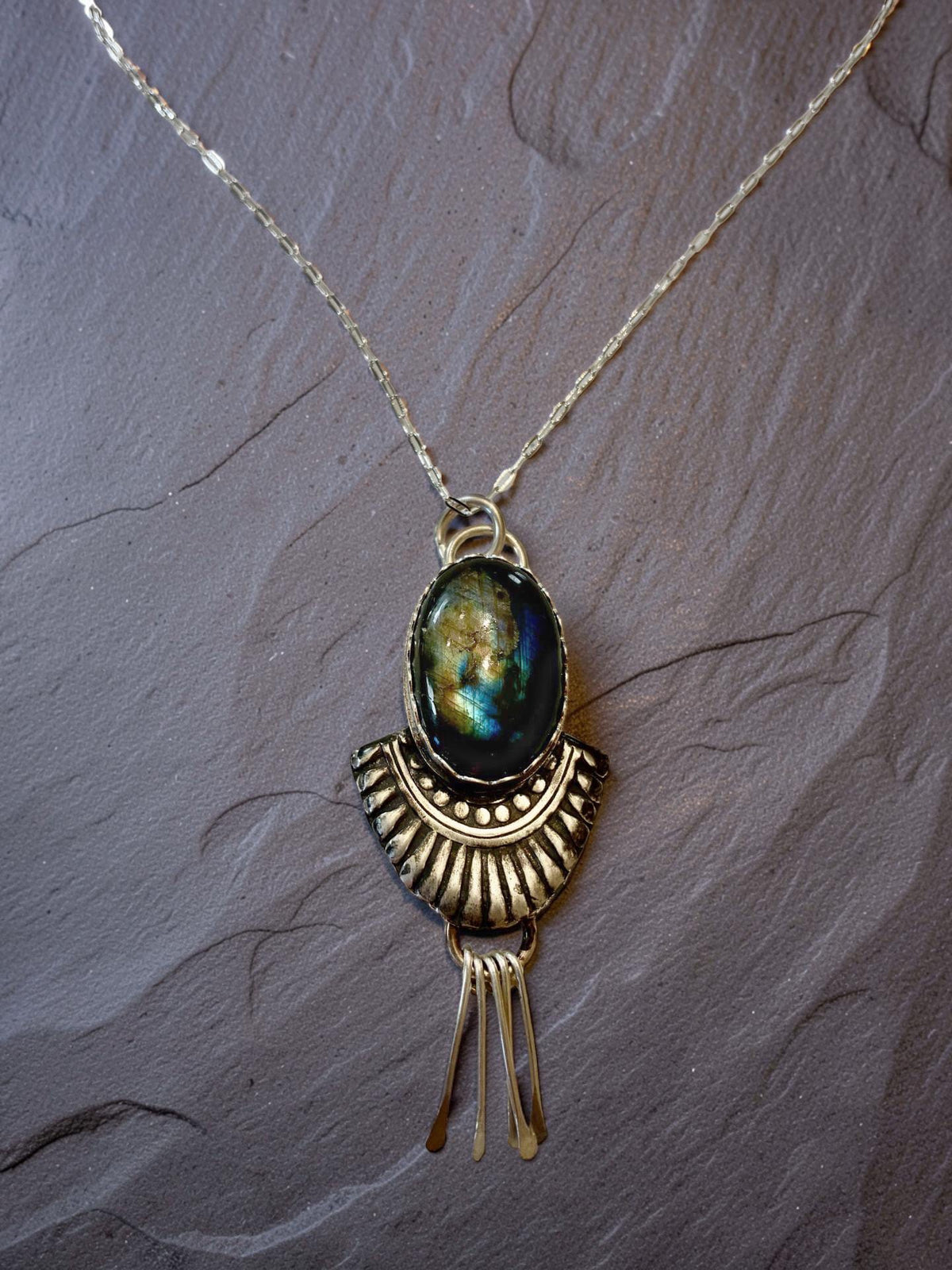 Northern Echo Labradorite Pendant | Handcrafted Sterling Silver by Chrizart