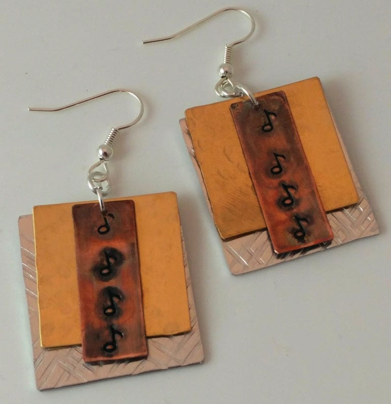 Mixed Metal Music Note Earrings