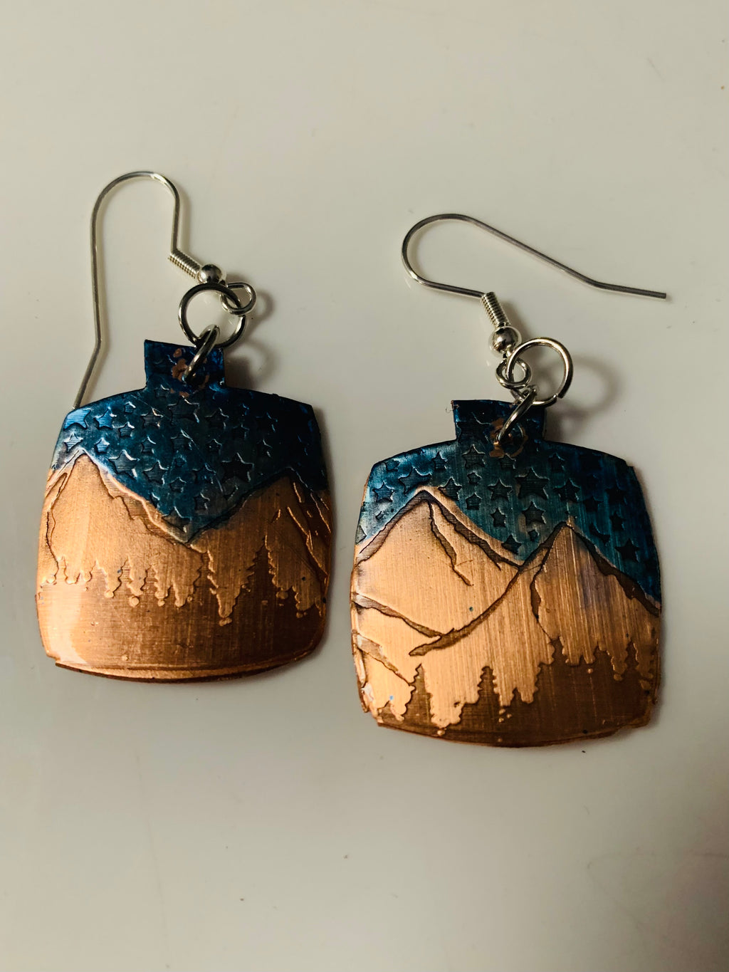 Mountain Night Sky Earrings Earrings in Copper