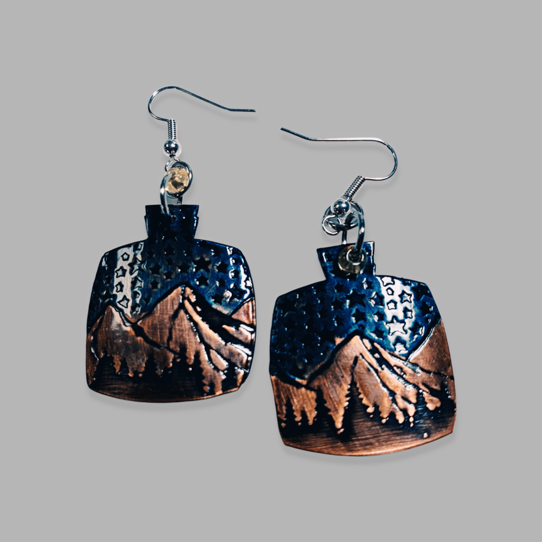 Mountain Night Sky Earrings Earrings in Copper