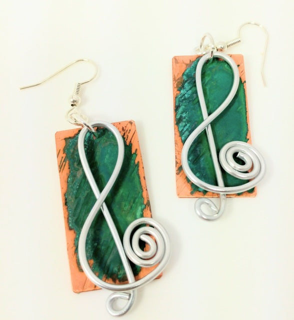 Music in the Soul Copper Art Jewelry Earrings