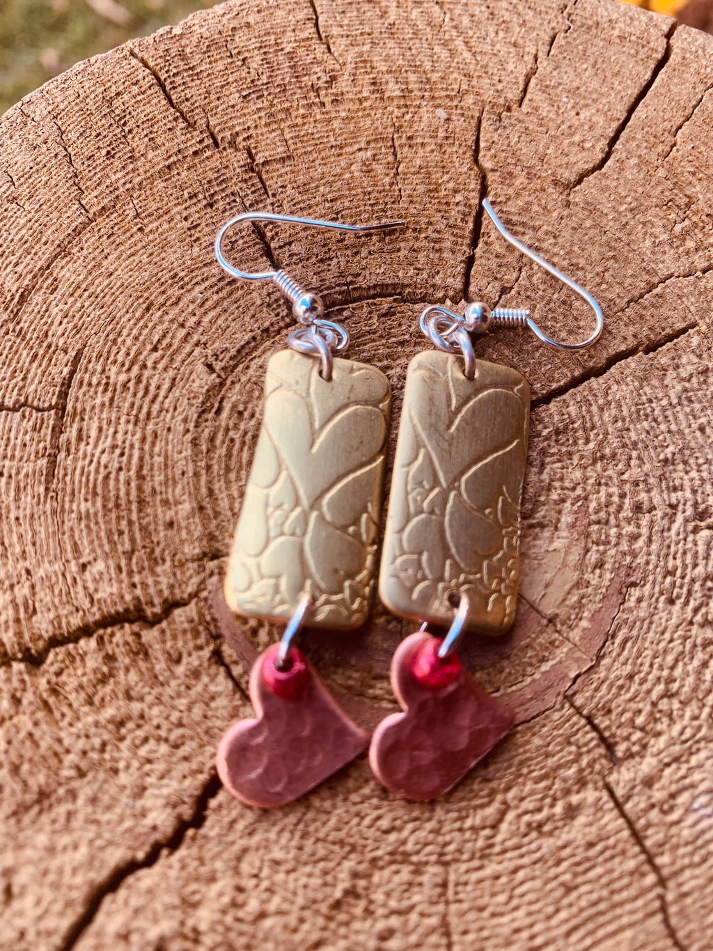 Heart Designs on Brass and Copper earrings