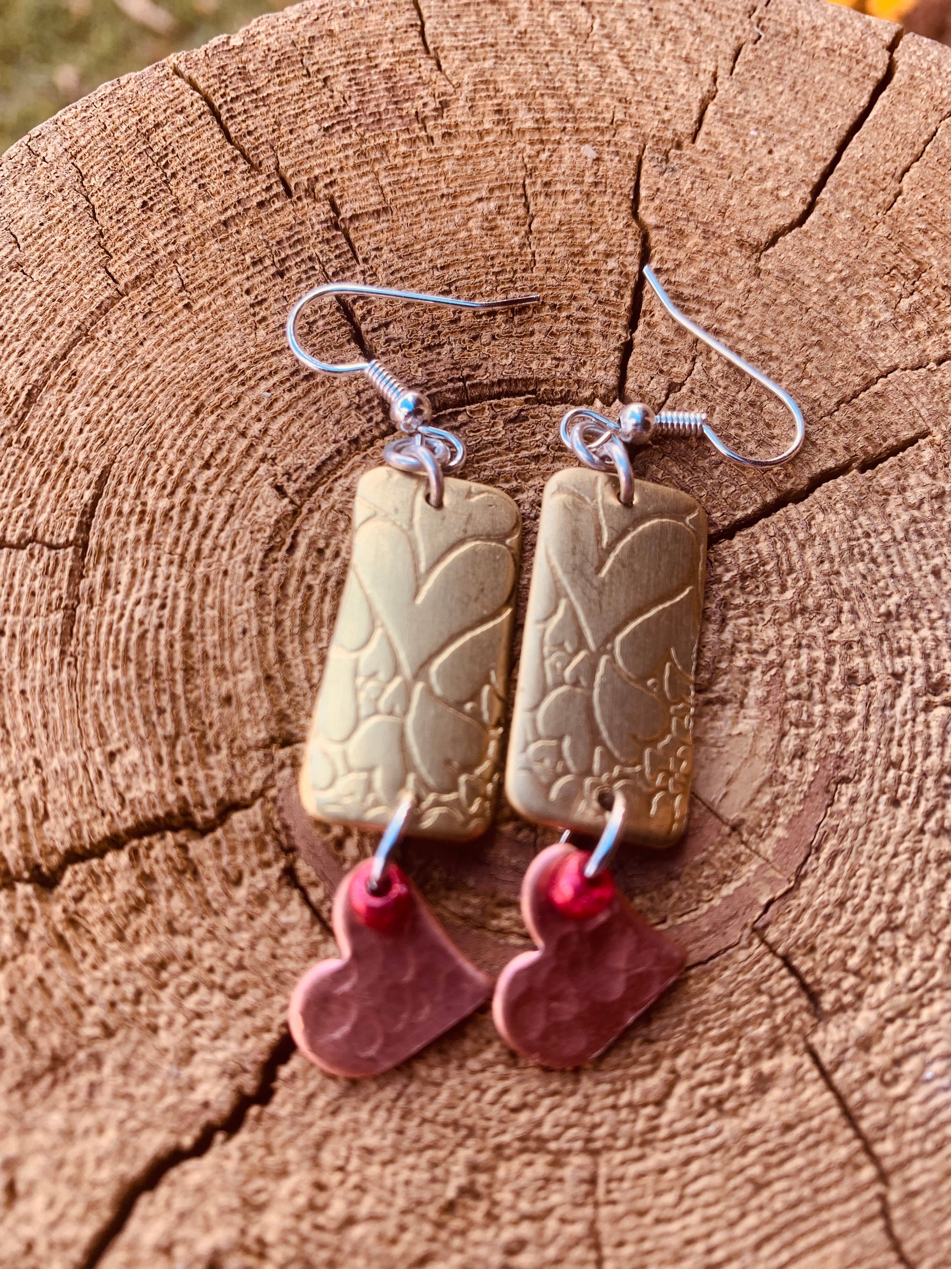 Heart Designs on Brass and Copper earrings
