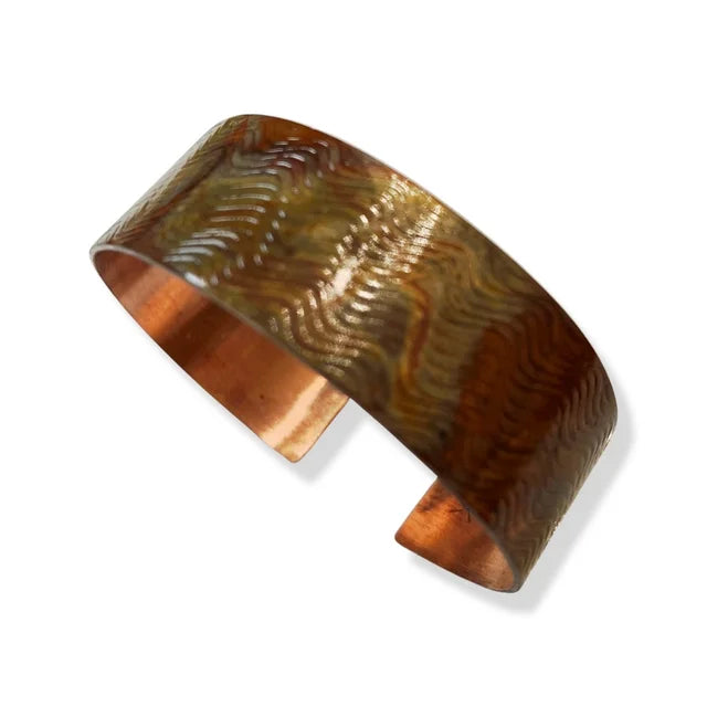 Narrow Wavy Lines Copper Wellness Cuff