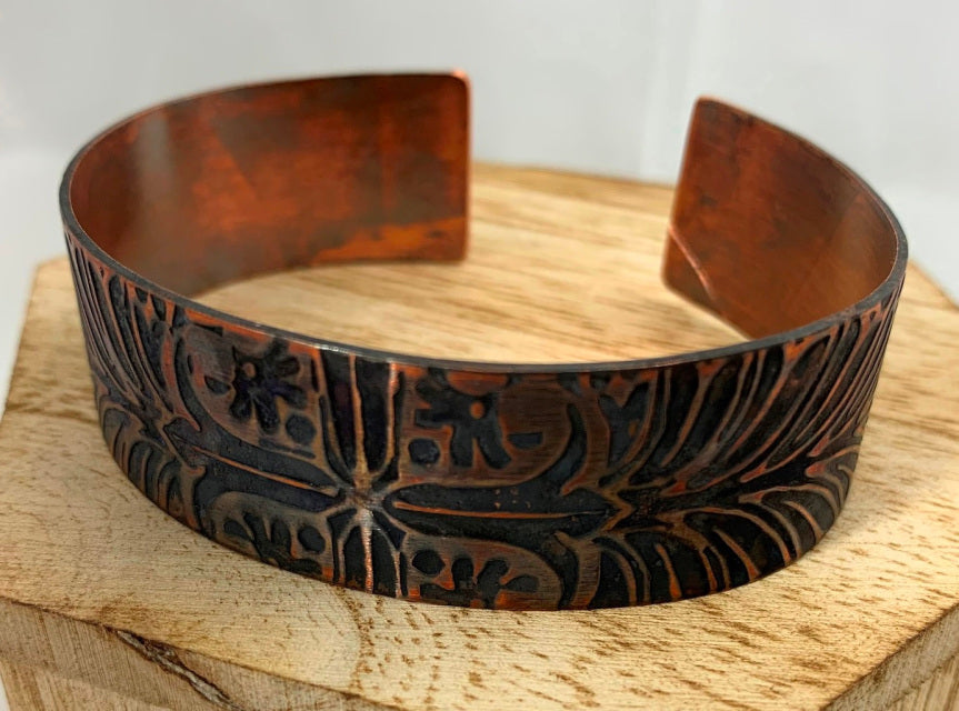 Narrow Lucky Clover Copper Wellness Cuff