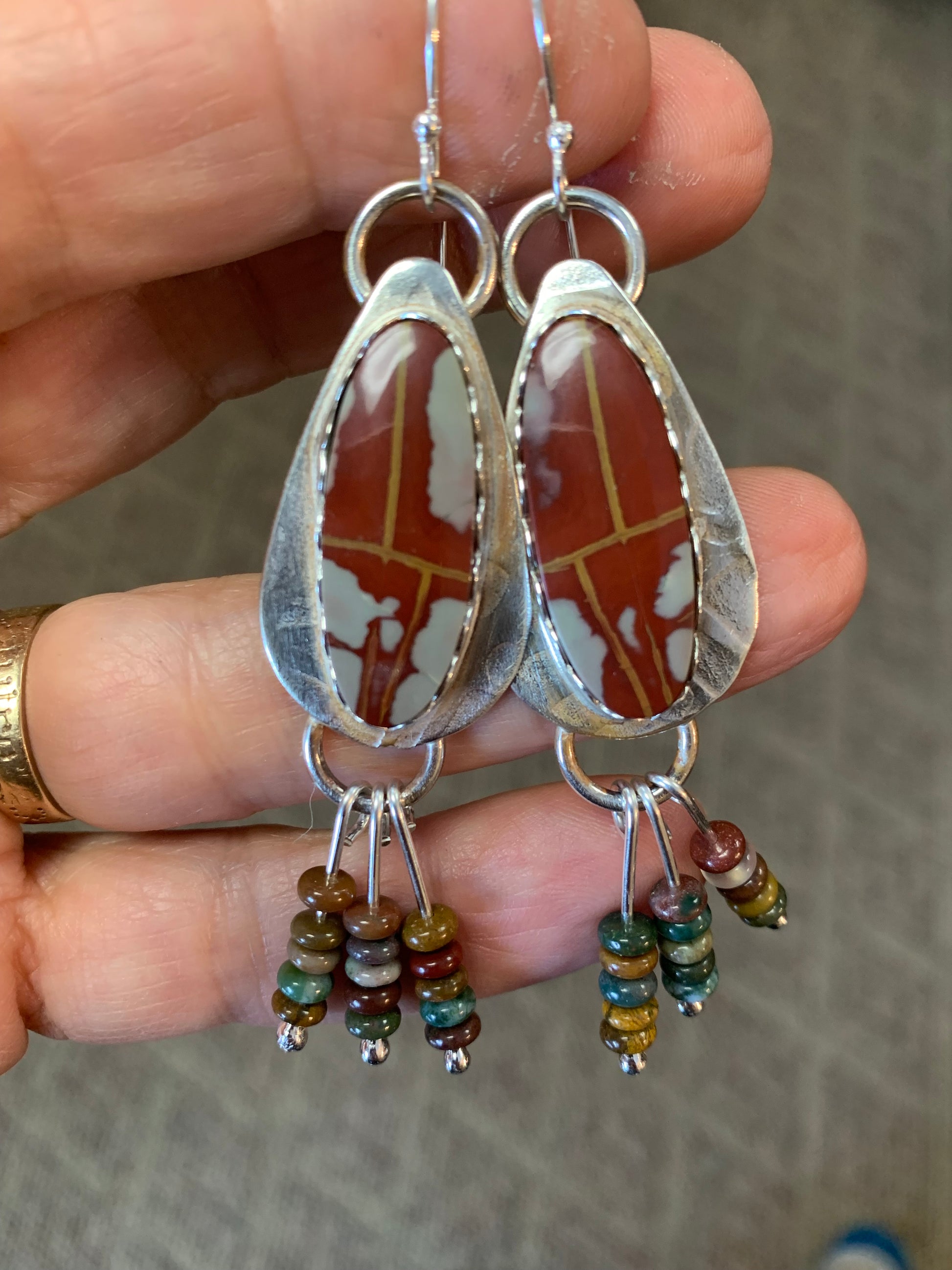 'Paths' Norena Jasper stones in silver Earrings