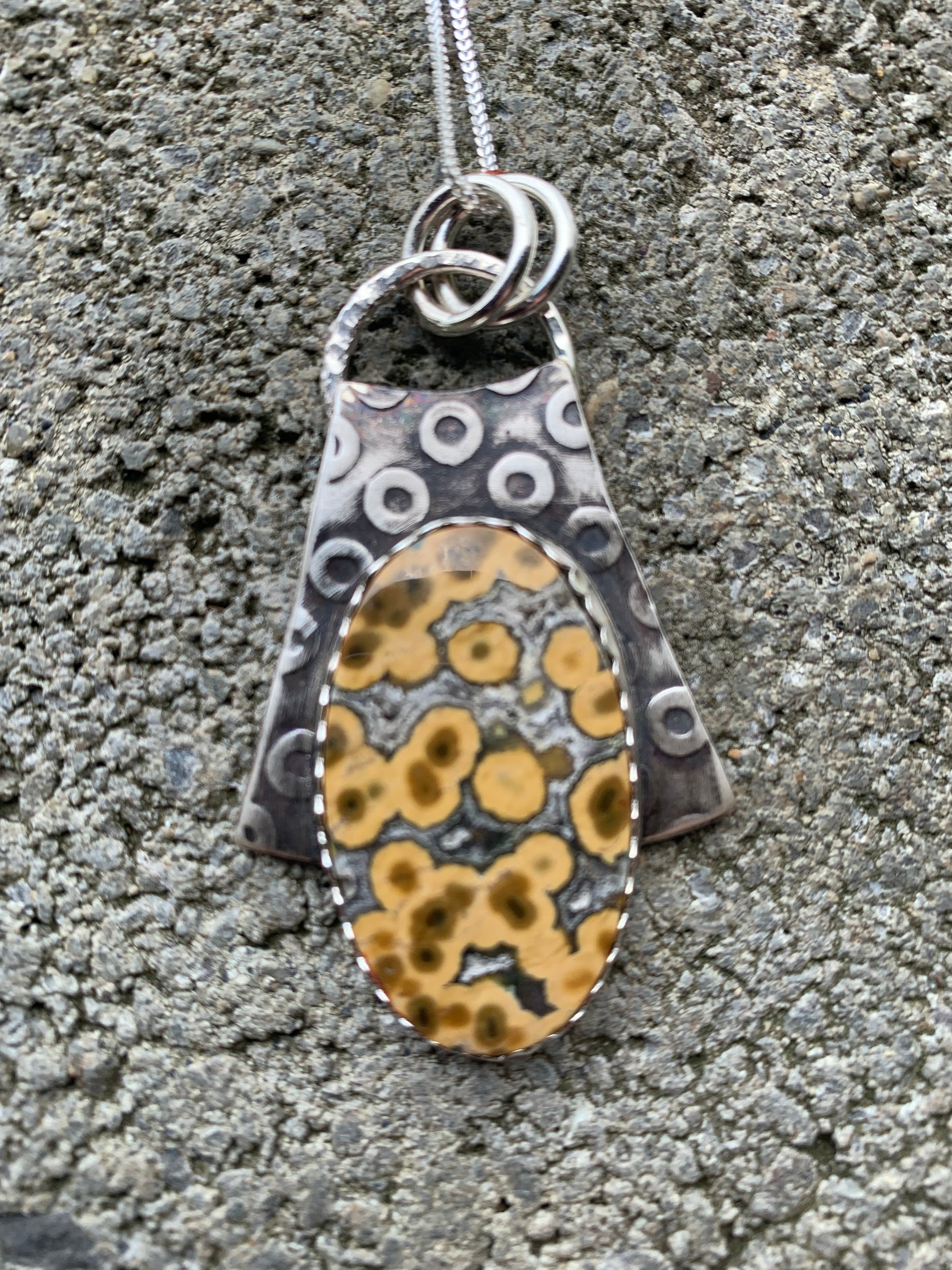'Orbs of Light' Ocean Jasper Silver Pendant