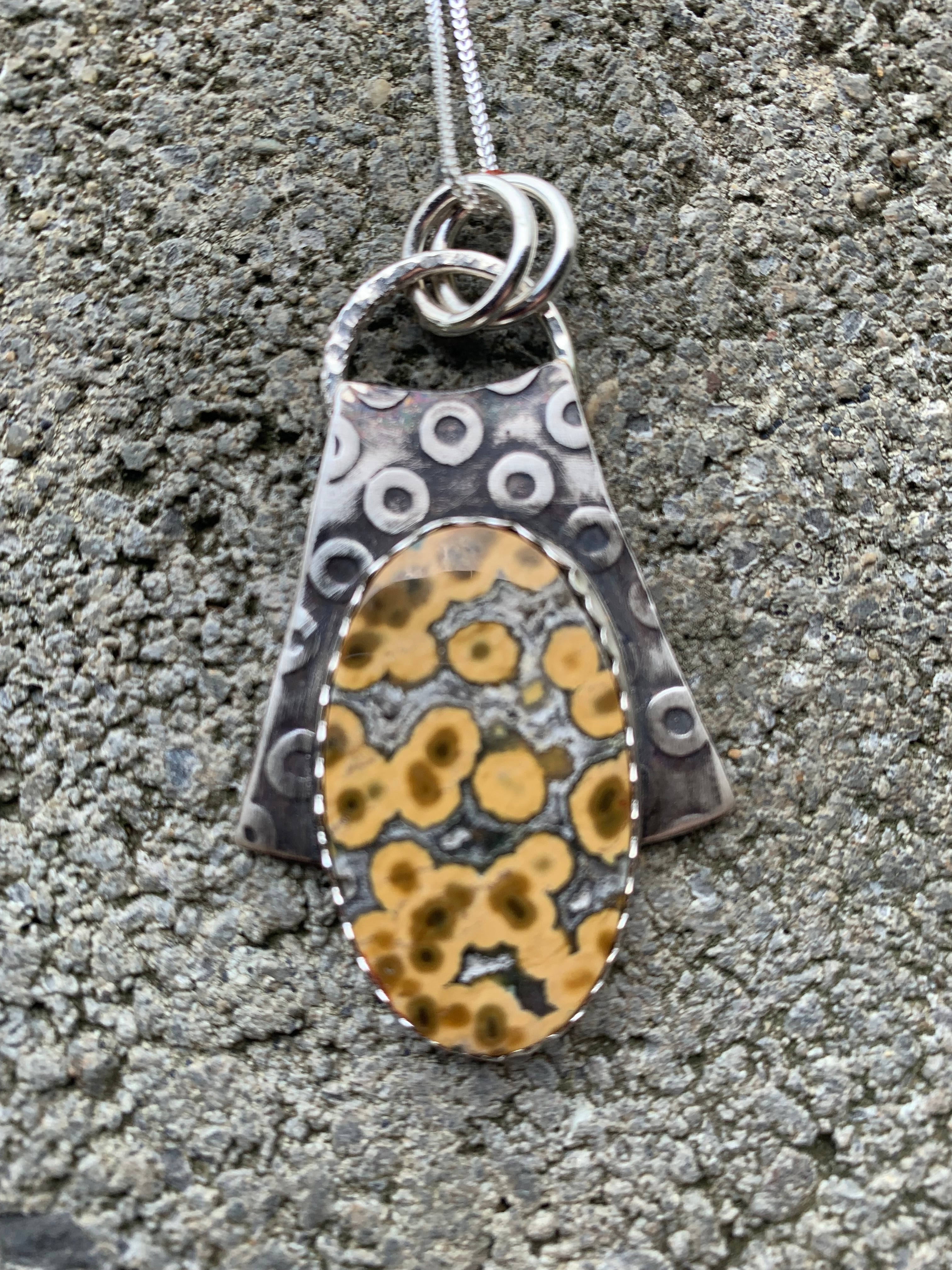 'Ocean Bubbles' Ocean Jasper Silver Pendant