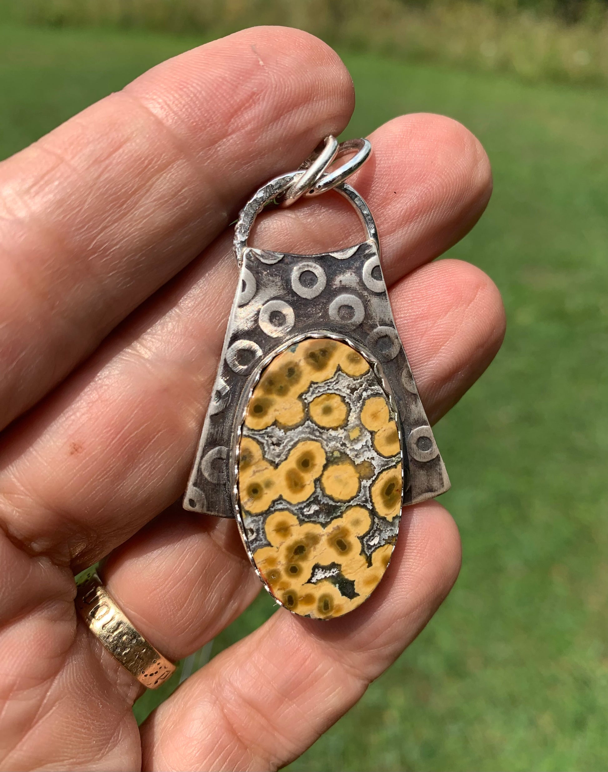 'Orbs of Light' Ocean Jasper Silver Pendant