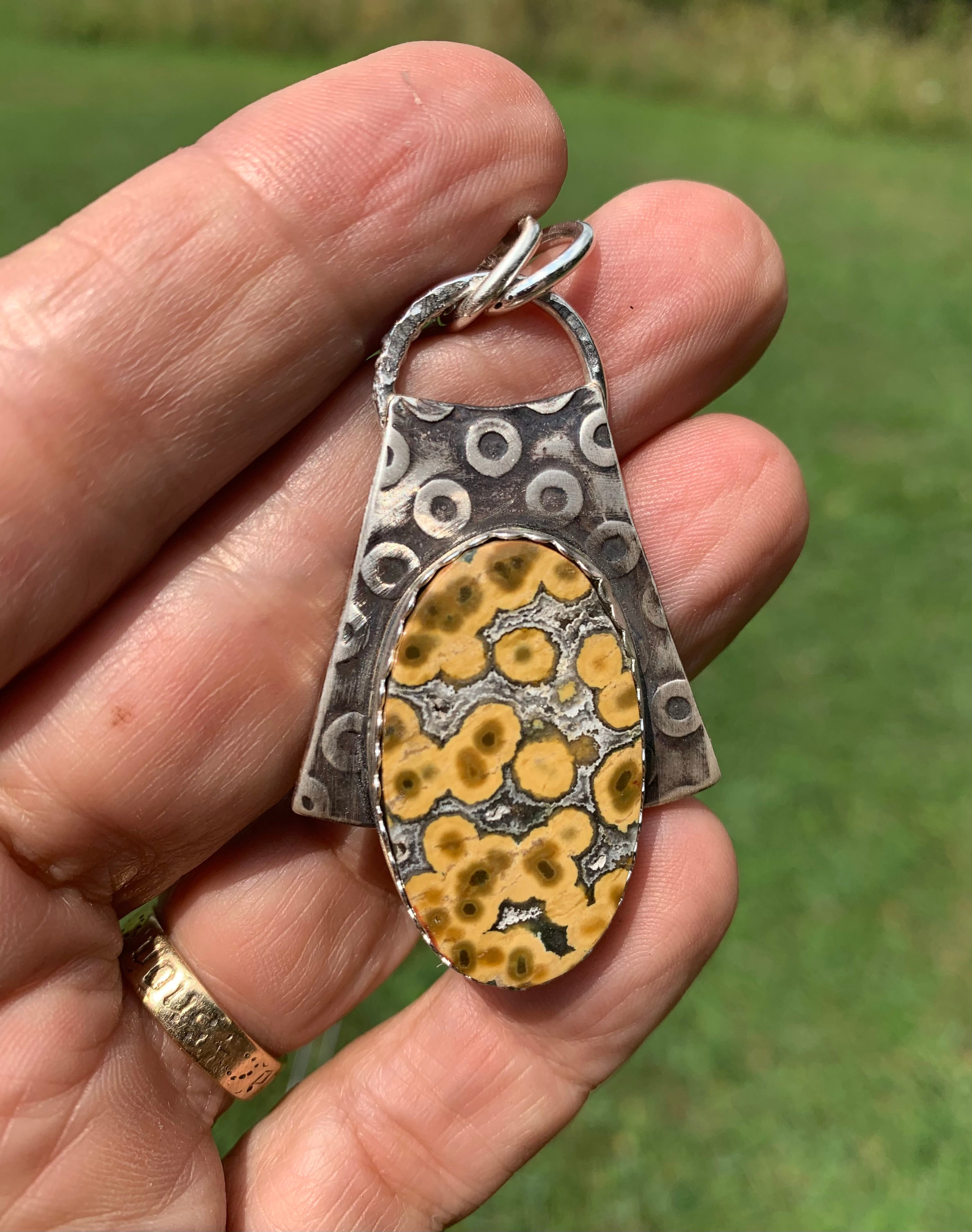 'Ocean Bubbles' Ocean Jasper Silver Pendant