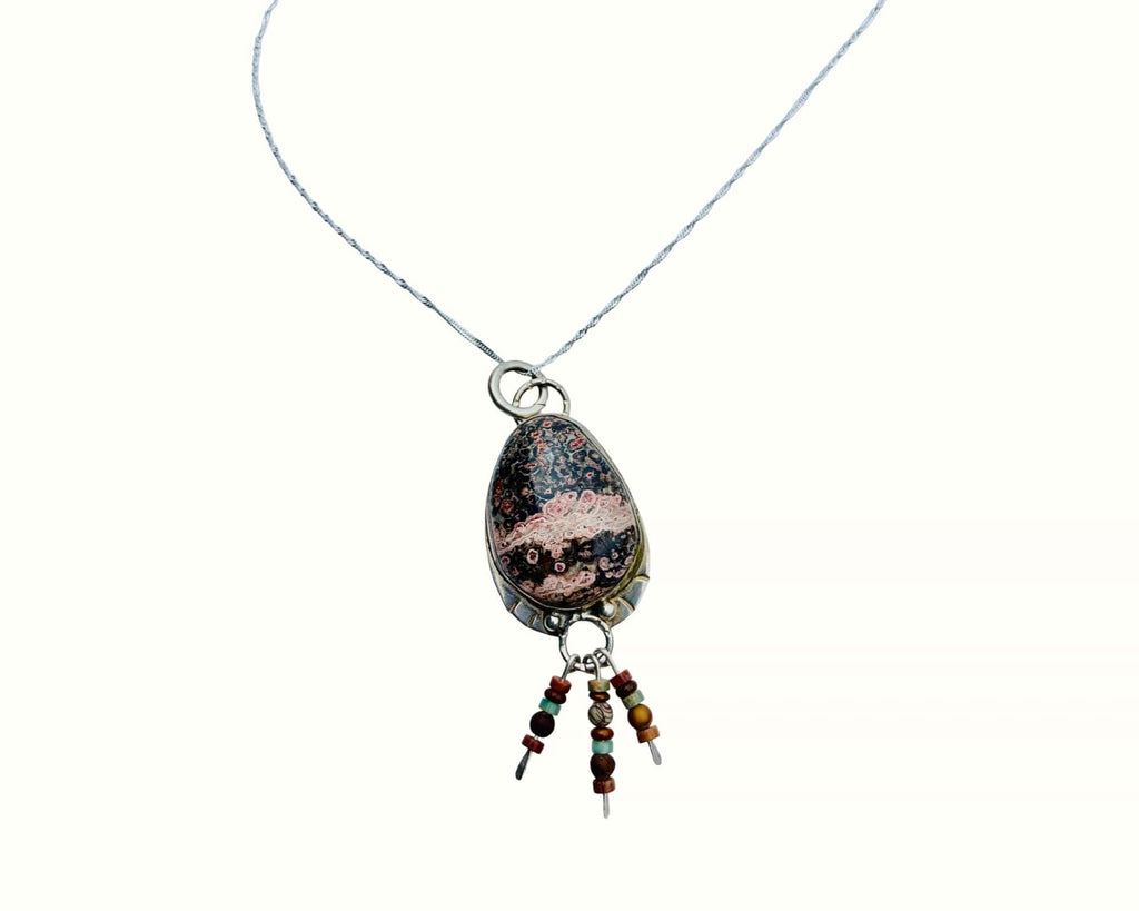 'Tides Beneath the Surface' Ocean Jasper  Silver Pendant