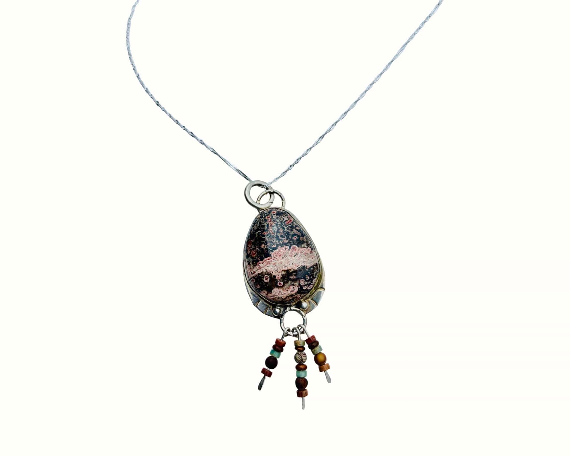 'Tides Beneath the Surface' Ocean Jasper  Silver Pendant