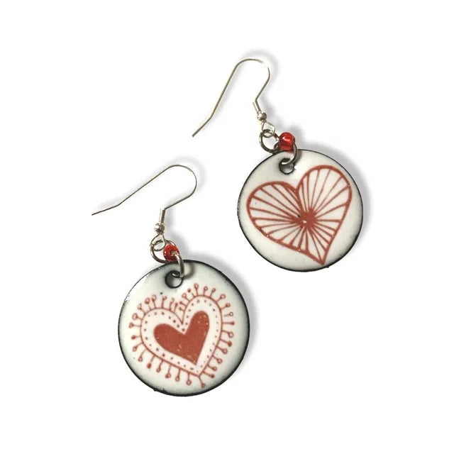 'Open for Business' Heart Enamel Earrings