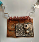 'Out There' Copper and Silver Forged Pendant with Turquoise