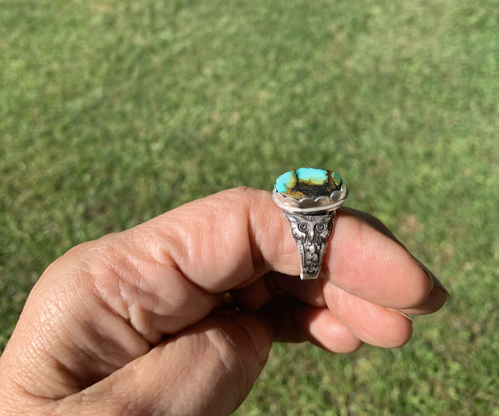 OWL Turquoise Ring Size 9 1/4