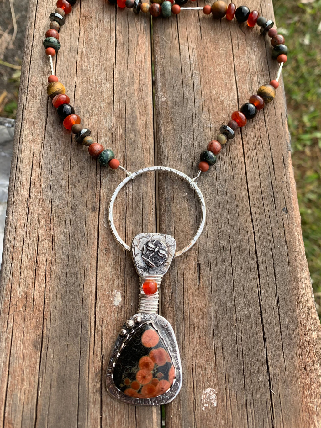 Peanut Obsidian Silver Pendant 