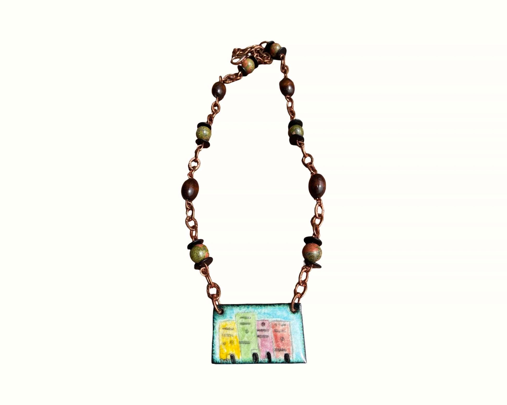 'Pueblo Skyline' Hand painted Enamel Pendant