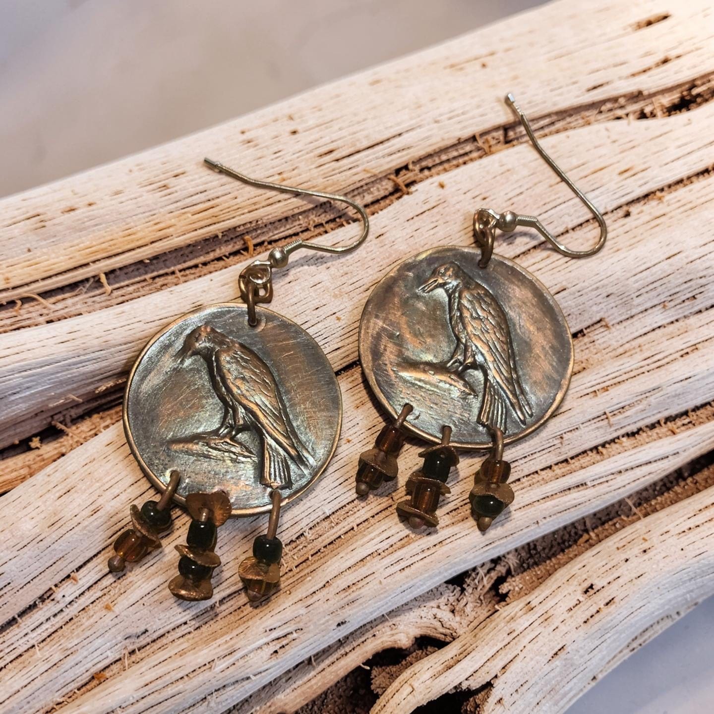 Raven Copper Earrings with Jasper