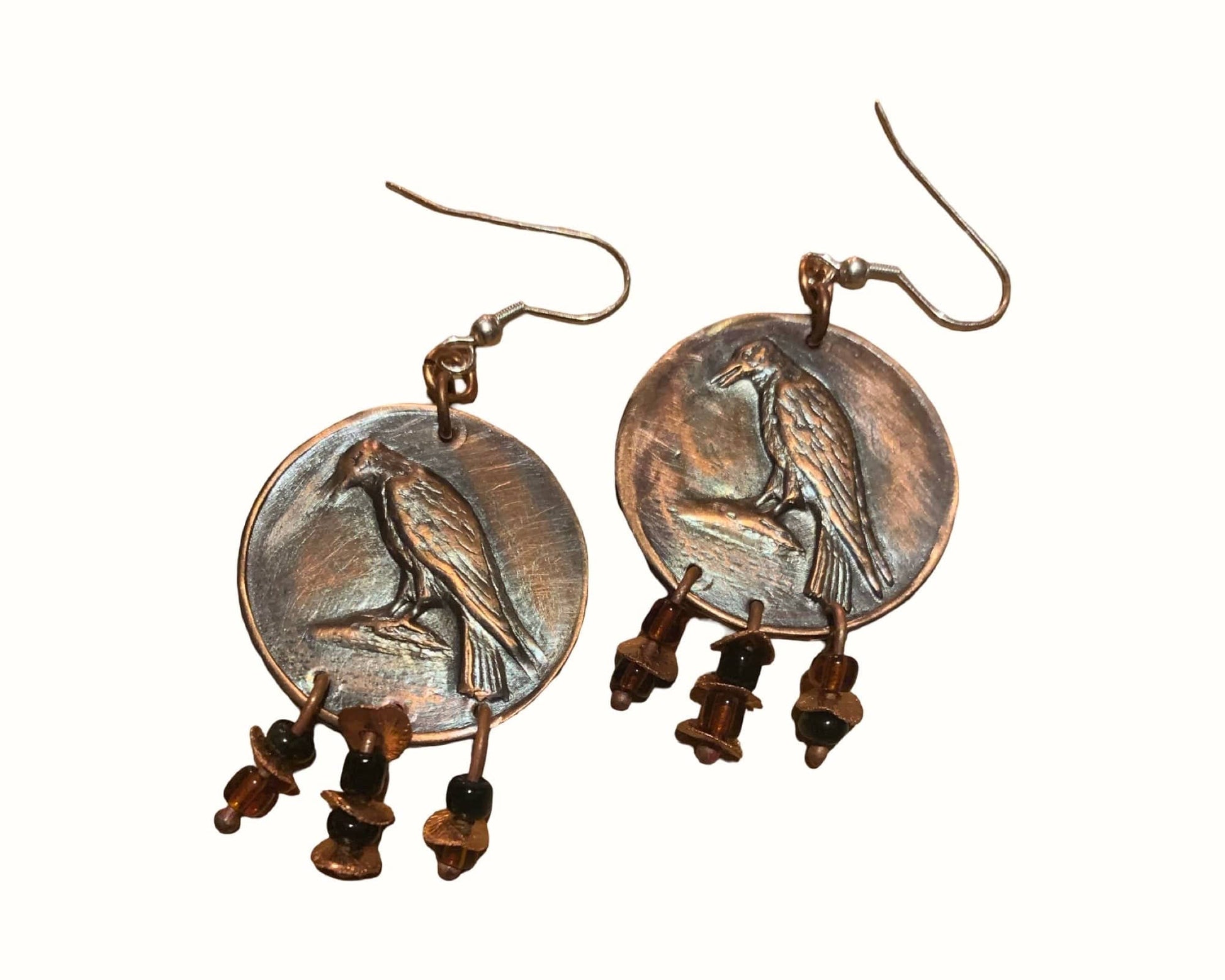 Raven Copper Earrings with Jasper