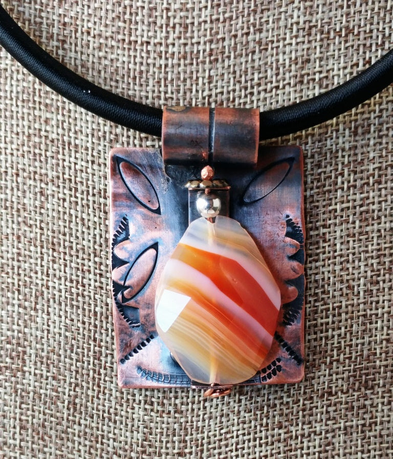 Red Striped Agate in Copper Wellness Jewelry