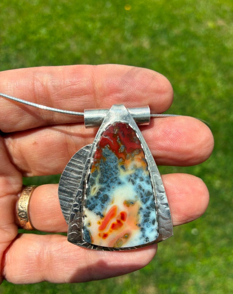 'Fire Beneath the Surface'  Red Marcasite Pendant