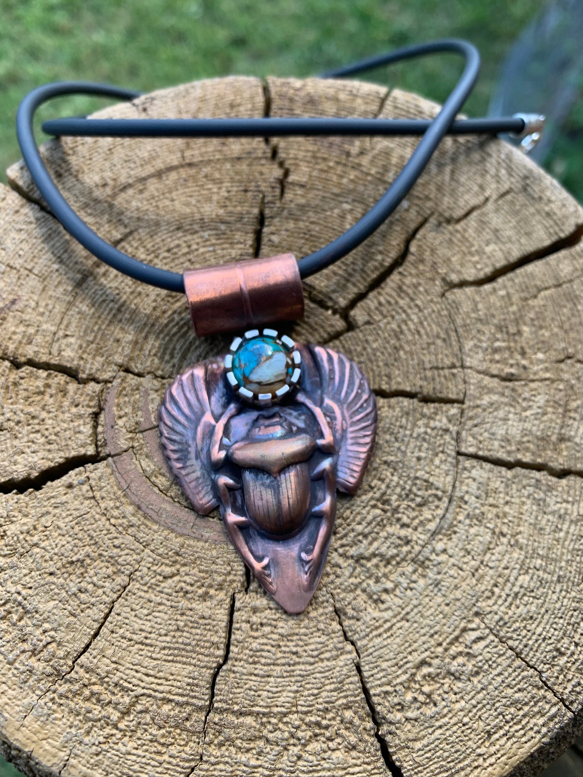 Sacrab beetle pendant necklace