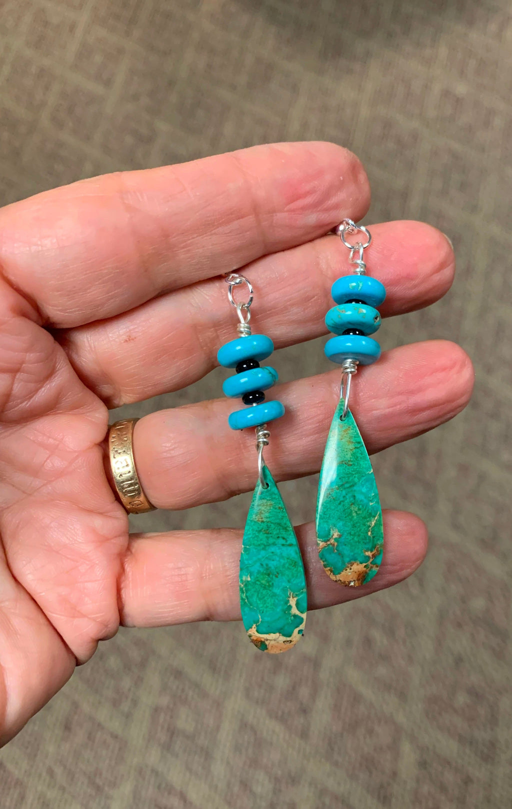 'Of Land and Sea' Sea Sediment Jasper Silver Earrings