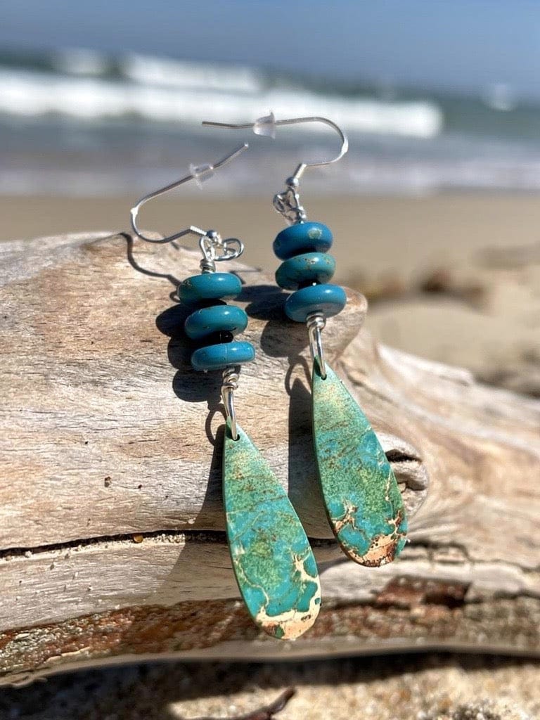 'Of Land and Sea' Sea Sediment Jasper Silver Earrings
