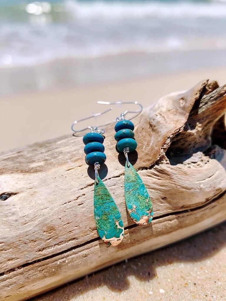 'Of Land and Sea' Sea Sediment Jasper Silver Earrings