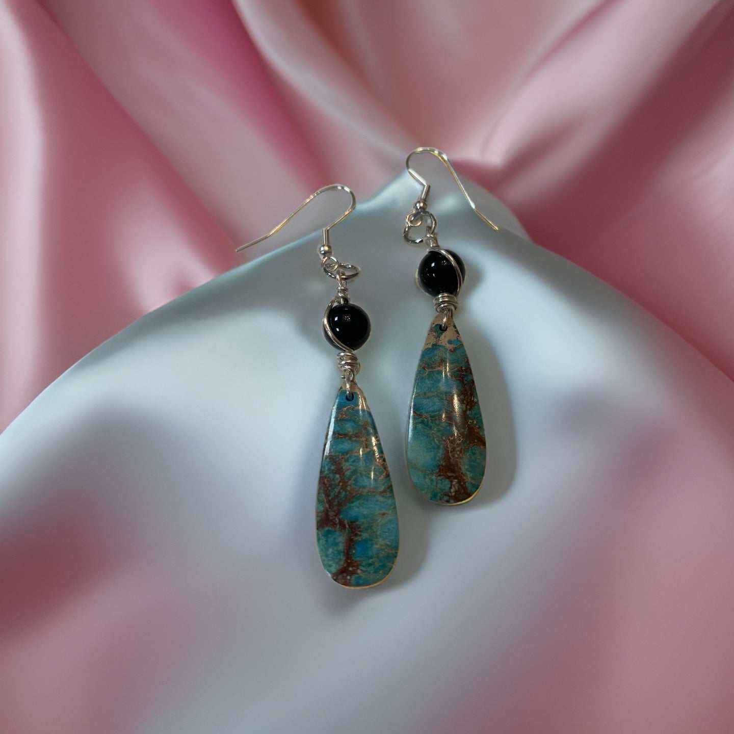 W- 'In the Seas' Sea Sediment Jasper Silver Earrings